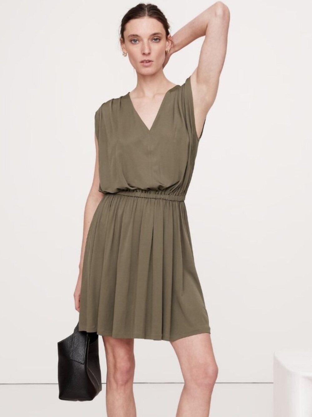 Banana Republic Jersey Knit Olive Green Mini Dress